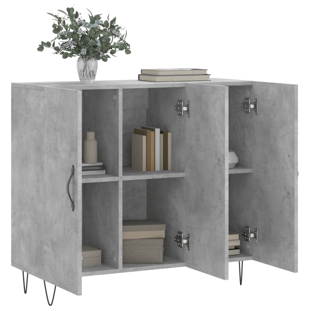 Buffet gris béton 90x34x80 cm bois d'ingénierie