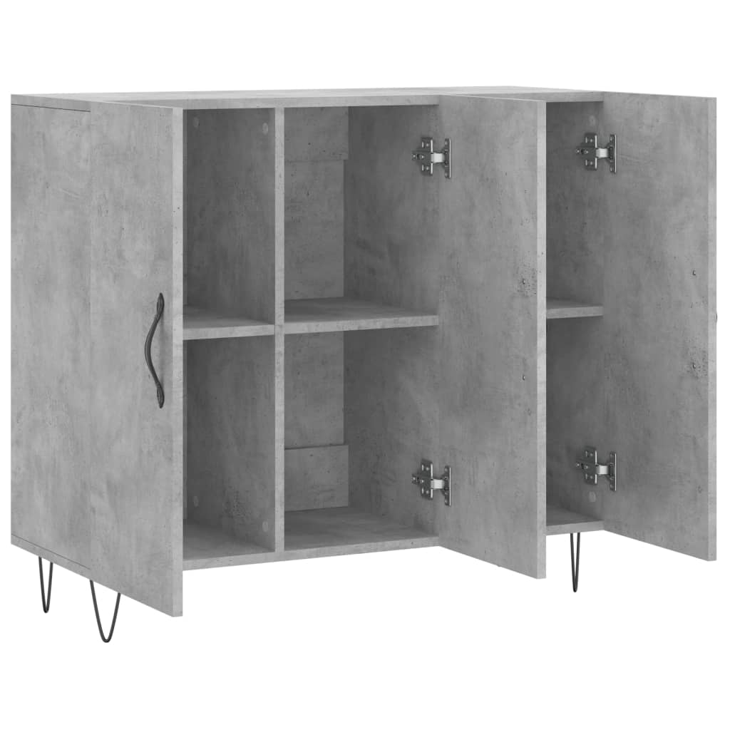 Buffet gris béton 90x34x80 cm bois d'ingénierie