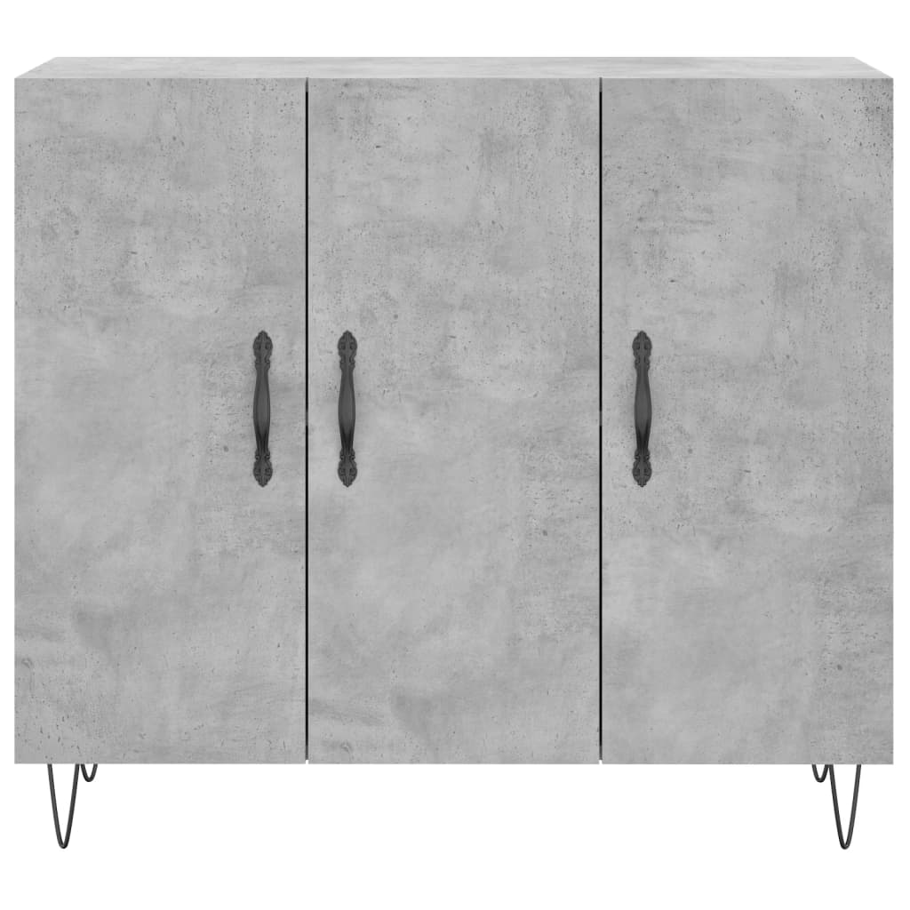 Buffet gris béton 90x34x80 cm bois d'ingénierie