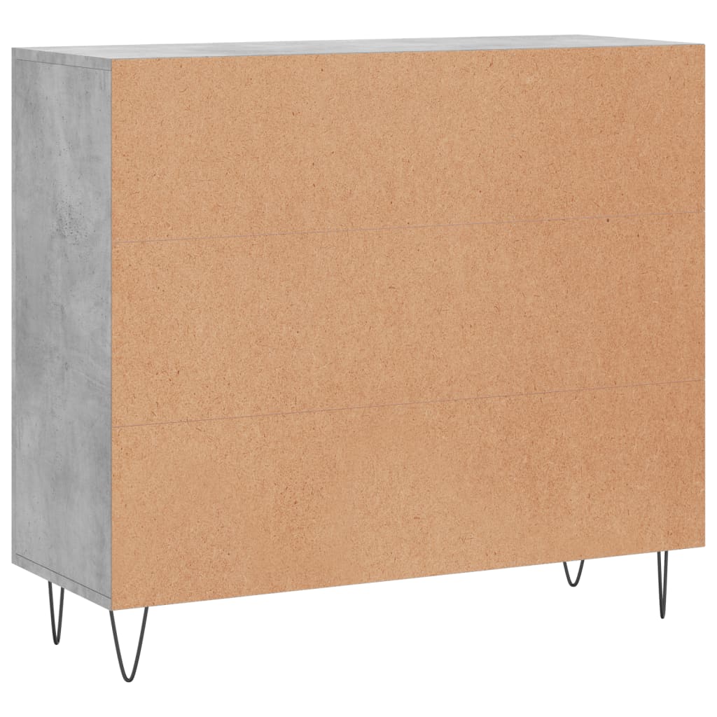 Buffet gris béton 90x34x80 cm bois d'ingénierie