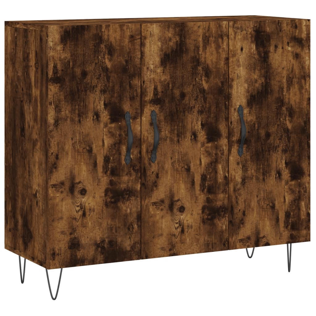 Buffet chêne fumé 90x34x80 cm bois d'ingénierie