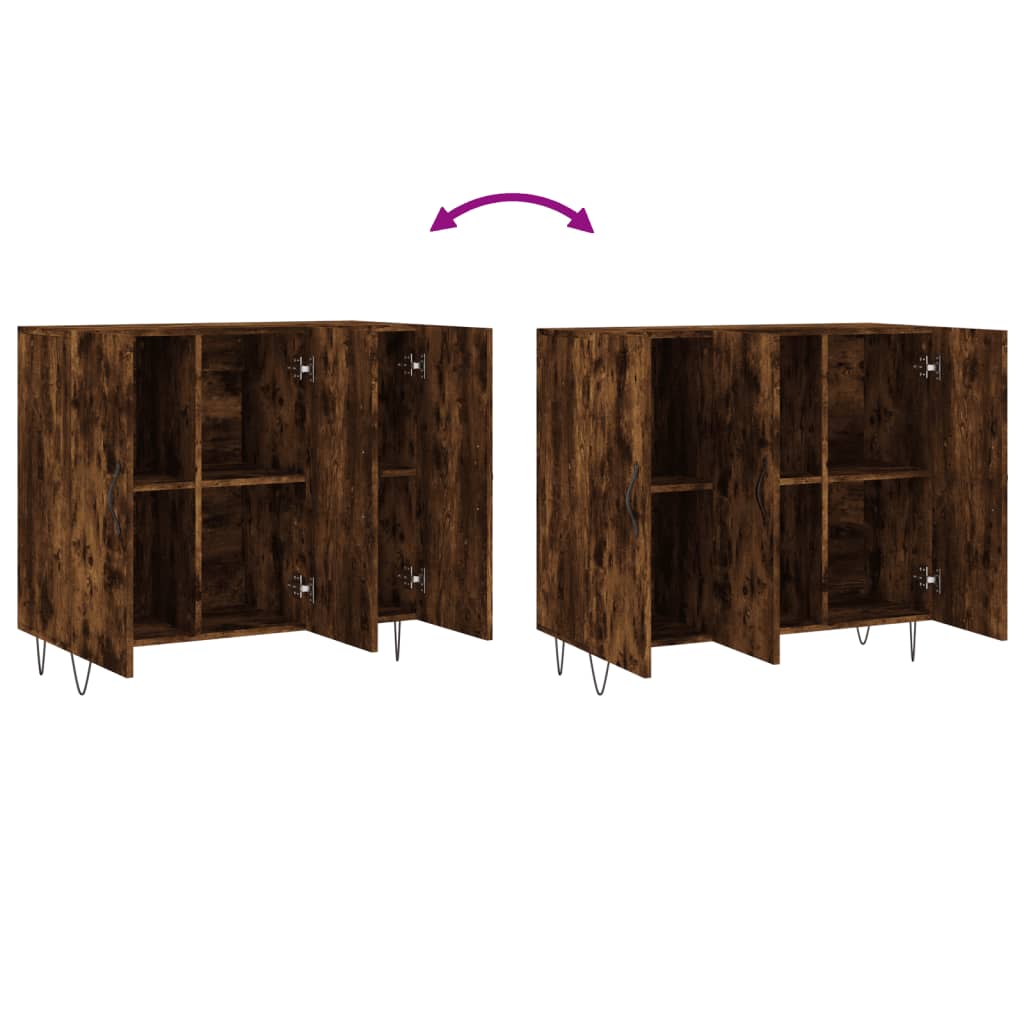 Buffet chêne fumé 90x34x80 cm bois d'ingénierie