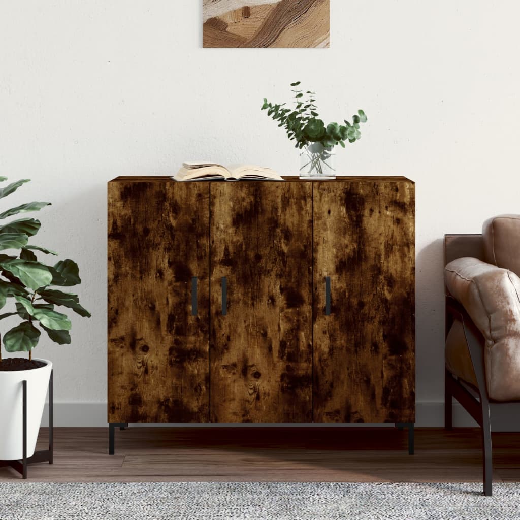 Buffet chêne fumé 90x34x80 cm bois d'ingénierie - XIOS