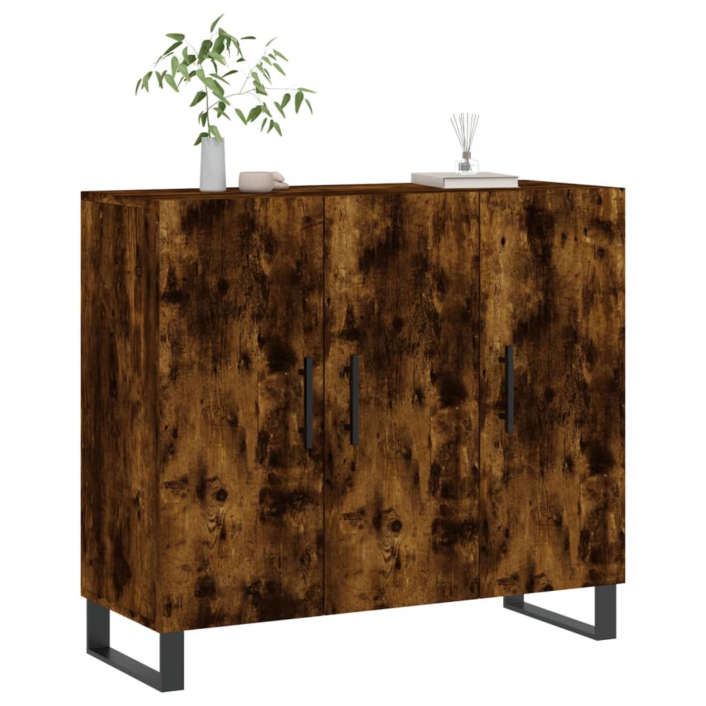 Buffet chêne fumé 90x34x80 cm bois d'ingénierie - XIOS