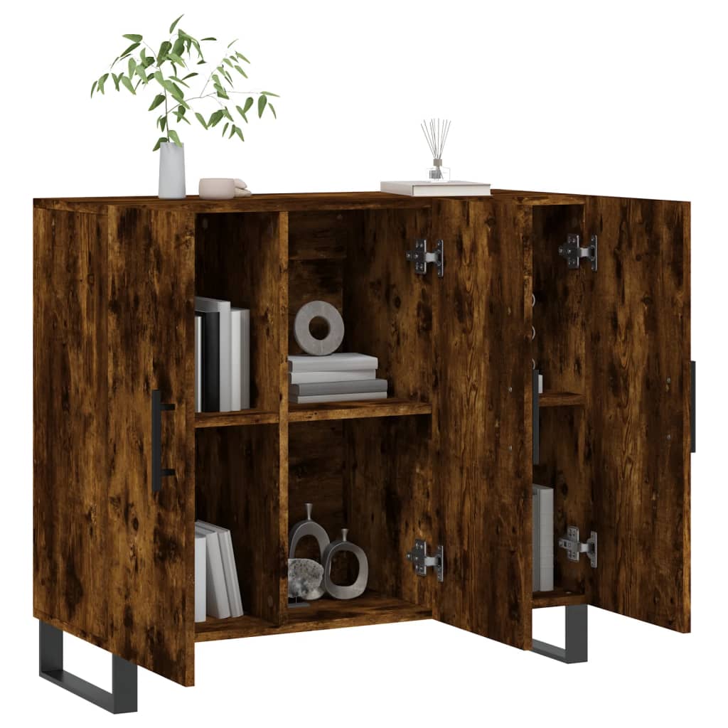 Buffet chêne fumé 90x34x80 cm bois d'ingénierie - XIOS