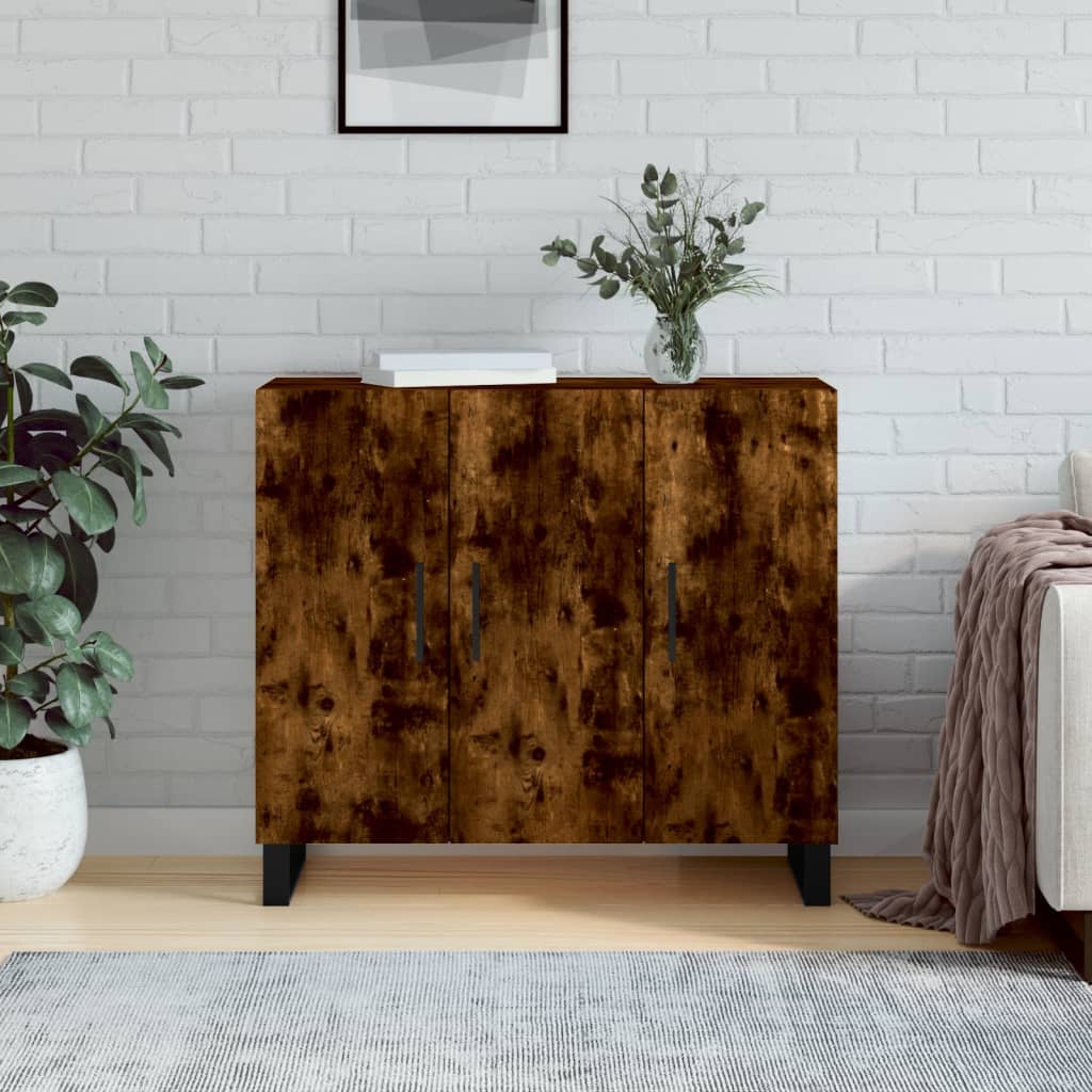 Buffet chêne fumé 90x34x80 cm bois d'ingénierie - XIOS