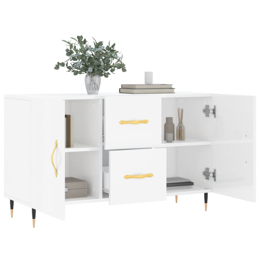 Buffet blanc brillant 100x36x60 cm bois d'ingénierie - XIOS