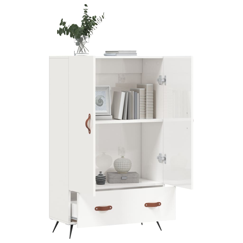 Buffet haut blanc brillant 69,5x31x115 cm bois d'ingénierie - XIOS