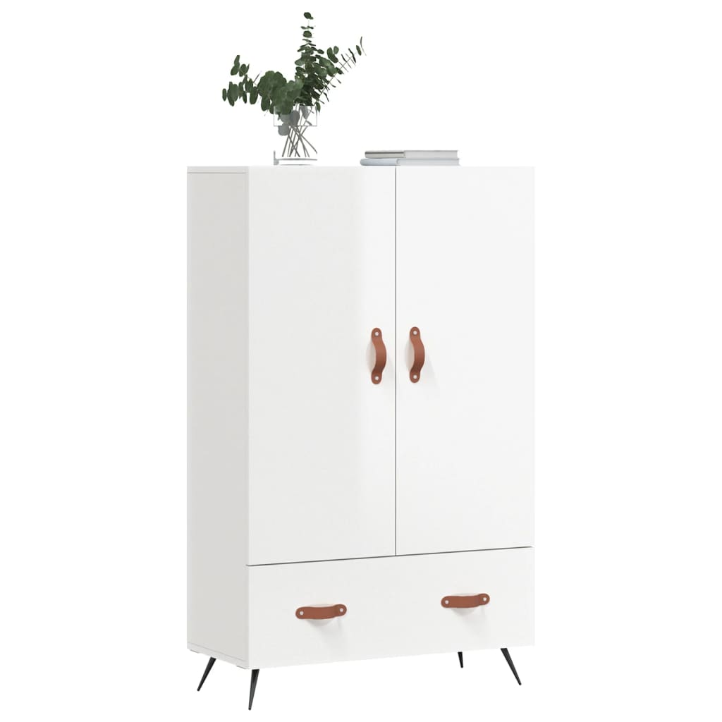 Buffet haut blanc brillant 69,5x31x115 cm bois d'ingénierie - XIOS