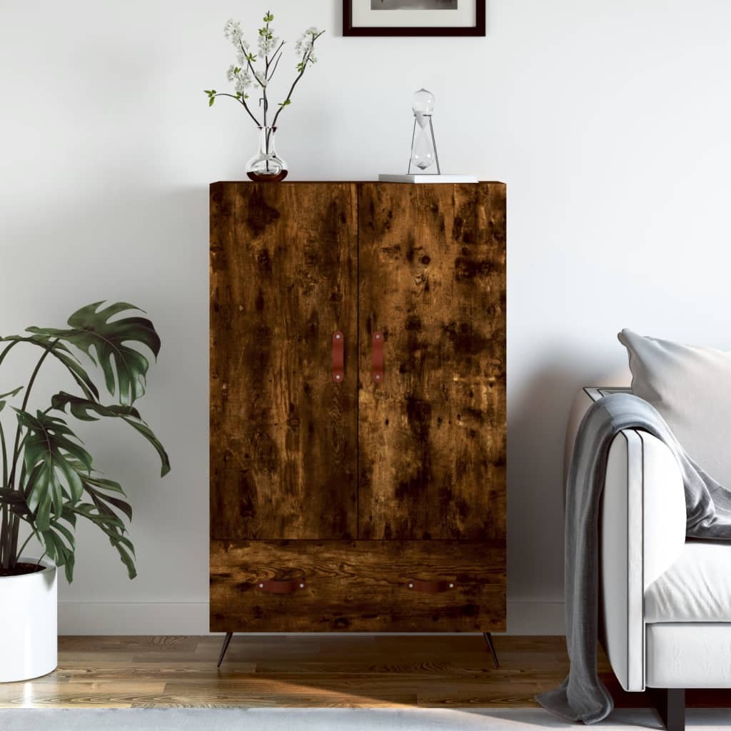 Buffet haut chêne fumé 69,5x31x115 cm bois d'ingénierie - XIOS
