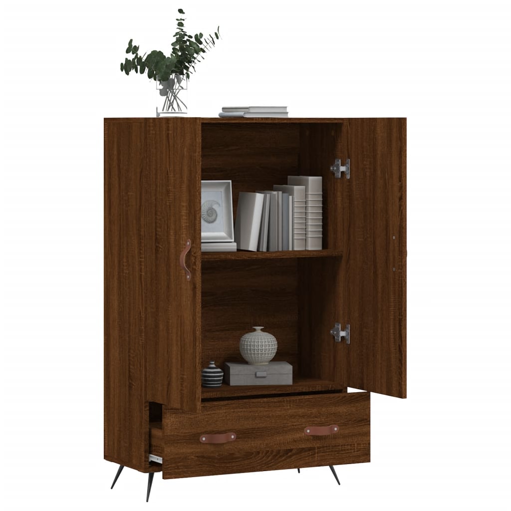 Buffet haut chêne marron 69,5x31x115 cm bois d'ingénierie - XIOS