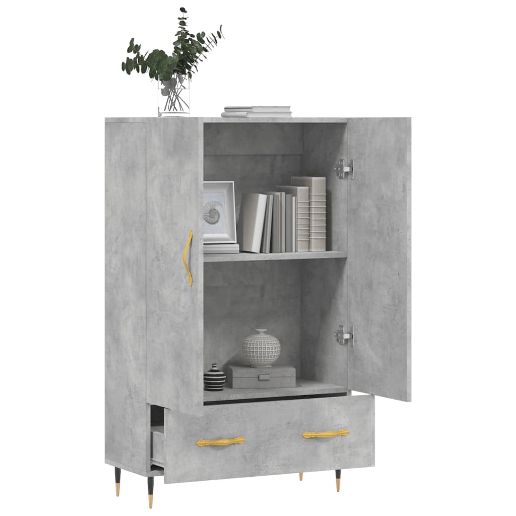 Buffet haut gris béton 69,5x31x115 cm bois d'ingénierie - XIOS
