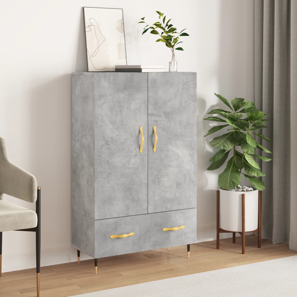 Buffet haut gris béton 69,5x31x115 cm bois d'ingénierie - XIOS