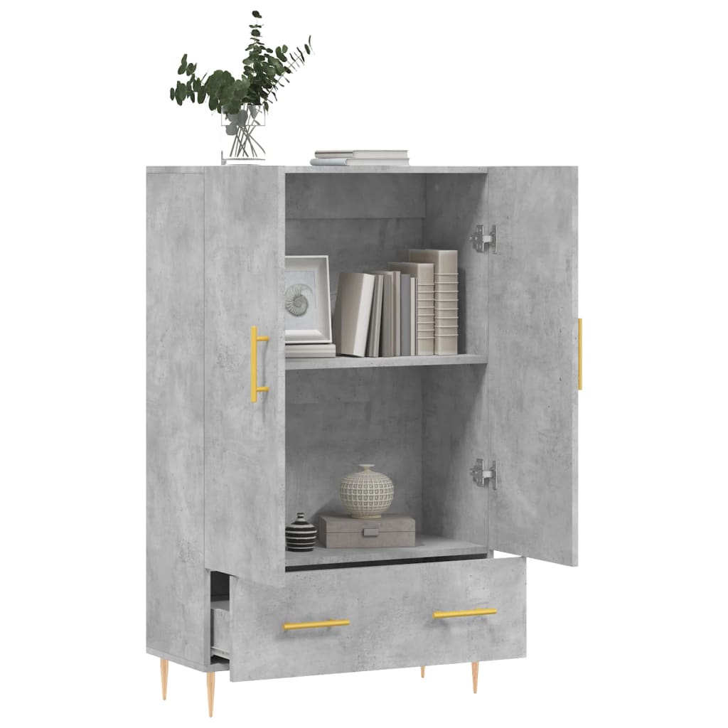 Buffet haut gris béton 69,5x31x115 cm bois d'ingénierie - XIOS