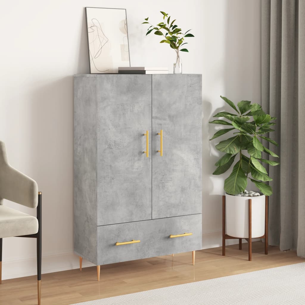 Buffet haut gris béton 69,5x31x115 cm bois d'ingénierie - XIOS