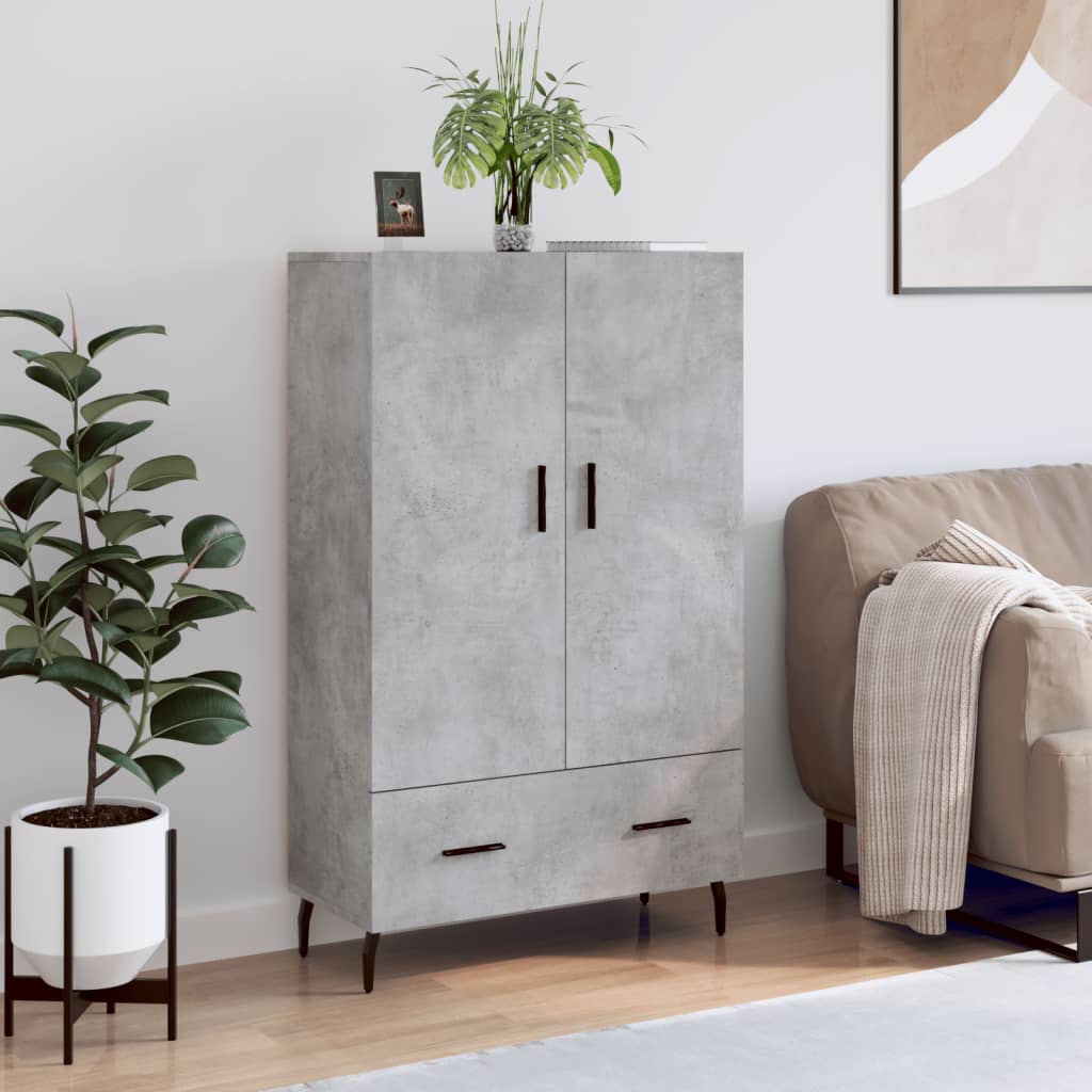 Buffet haut gris béton 69,5x31x115 cm bois d'ingénierie - XIOS