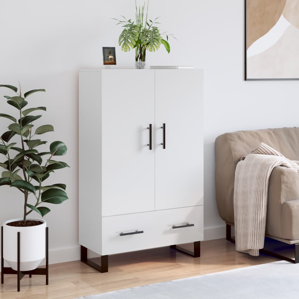 Buffet haut blanc brillant 69,5x31x115 cm bois d'ingénierie - XIOS