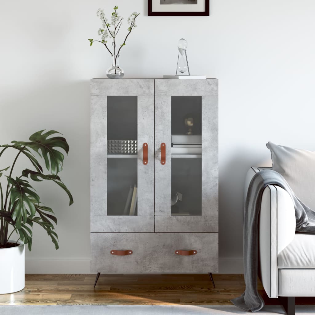 Buffet haut gris béton 69,5x31x115 cm bois d'ingénierie - XIOS