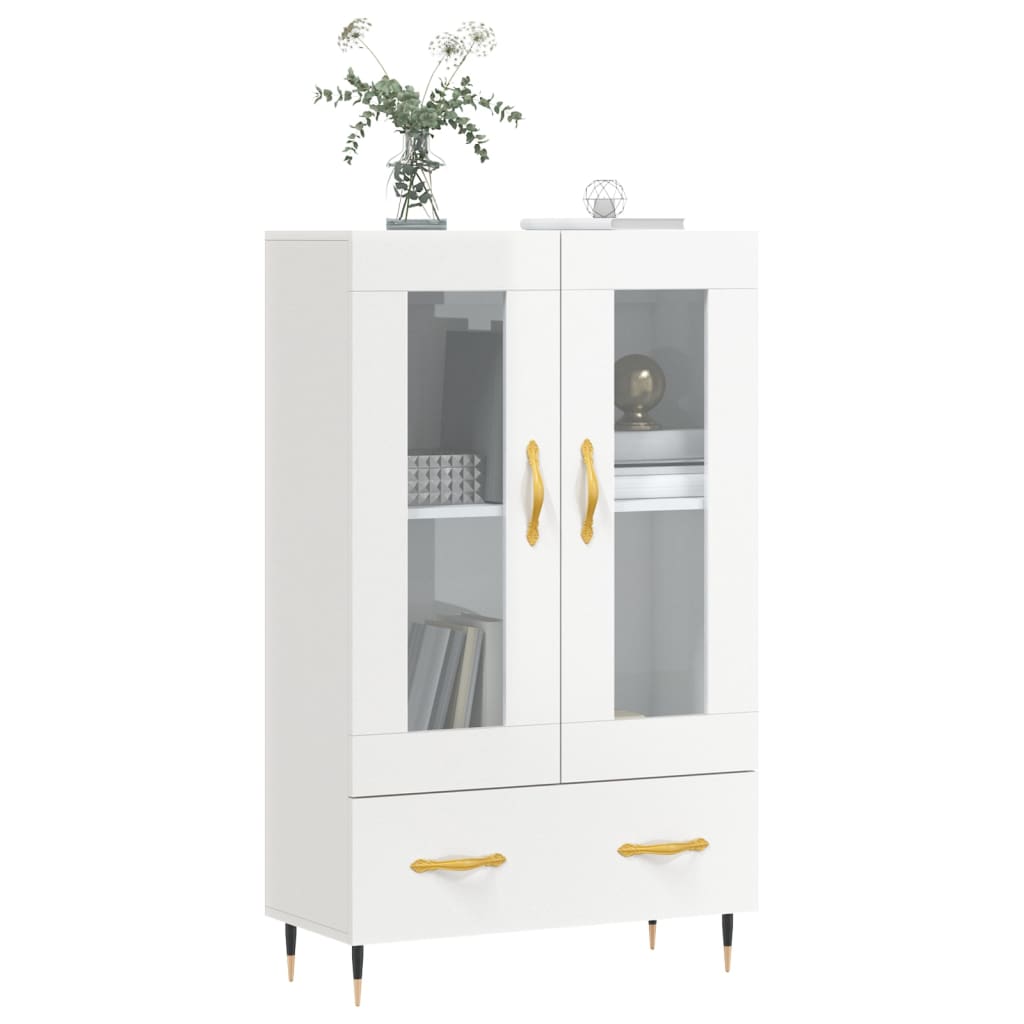 Buffet haut blanc brillant 69,5x31x115 cm bois d'ingénierie - XIOS