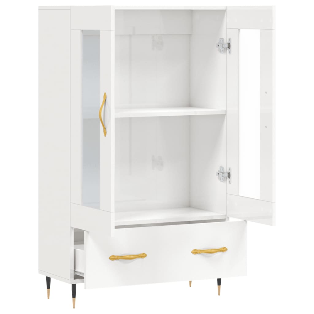 Buffet haut blanc brillant 69,5x31x115 cm bois d'ingénierie - XIOS