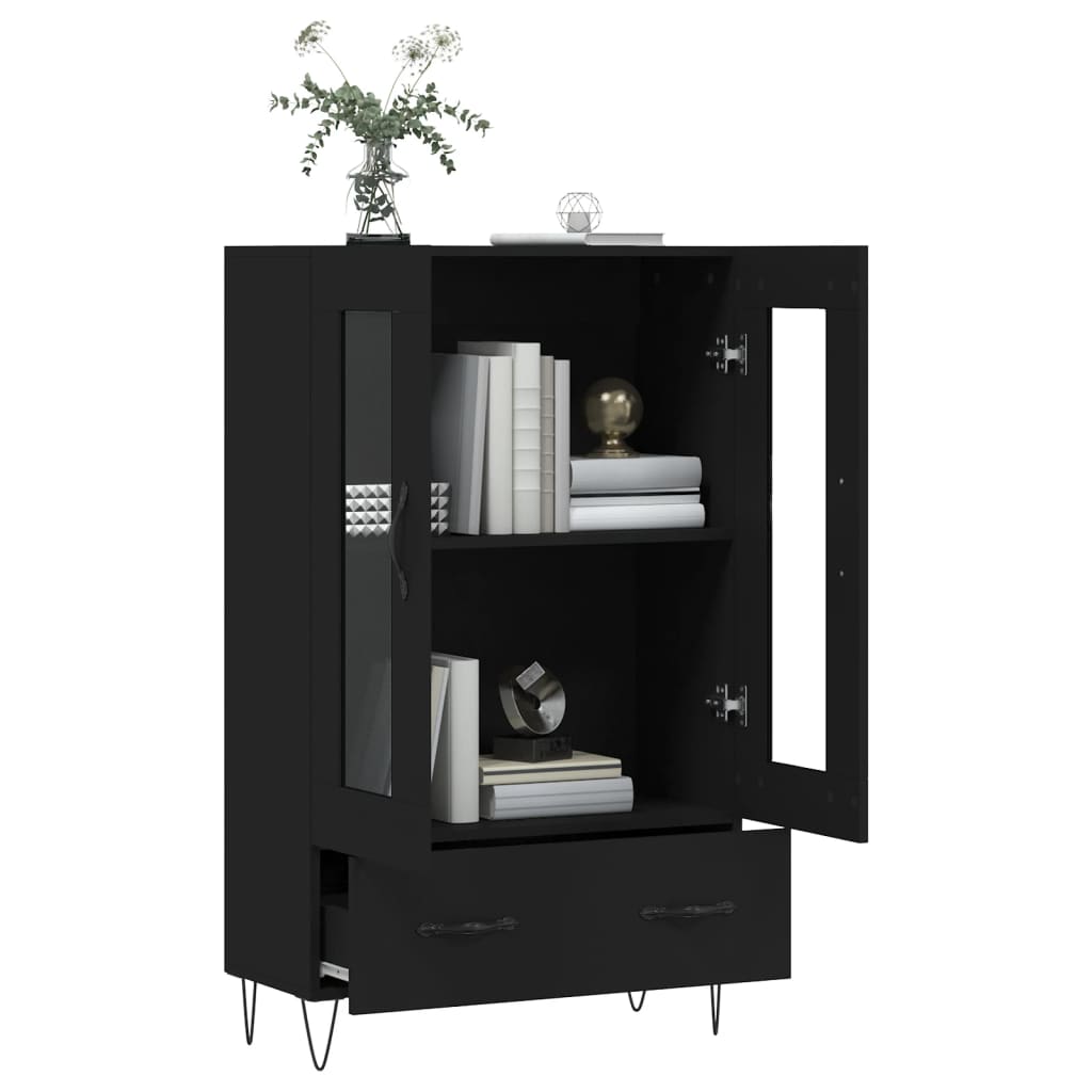 Buffet haut noir 69,5x31x115 cm bois d'ingénierie - XIOS