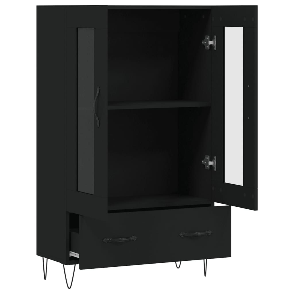 Buffet haut noir 69,5x31x115 cm bois d'ingénierie - XIOS