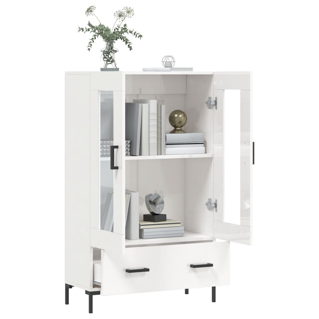 Buffet haut blanc brillant 69,5x31x115 cm bois d'ingénierie - XIOS