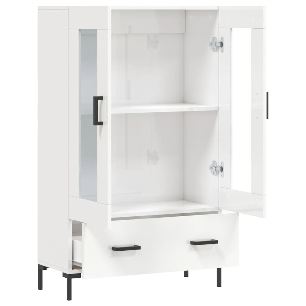 Buffet haut blanc brillant 69,5x31x115 cm bois d'ingénierie - XIOS