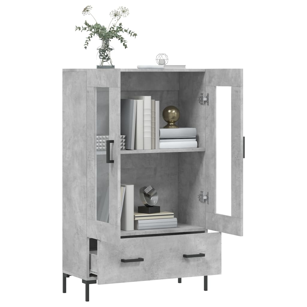 Buffet haut gris béton 69,5x31x115 cm bois d'ingénierie - XIOS