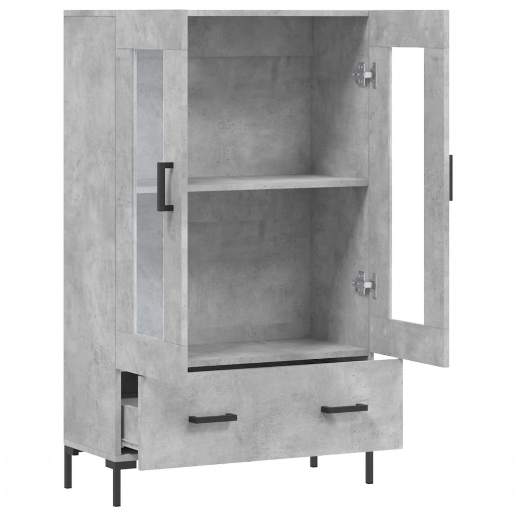 Buffet haut gris béton 69,5x31x115 cm bois d'ingénierie - XIOS