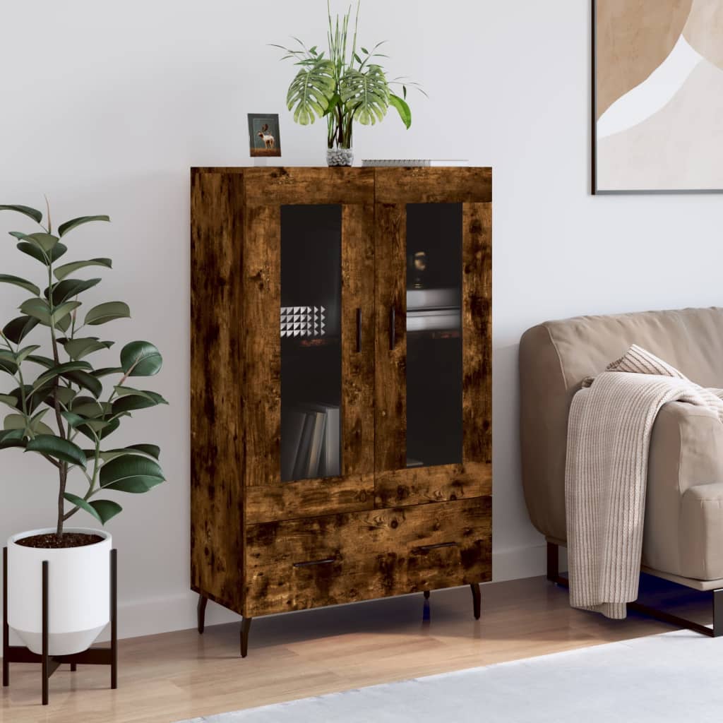 Buffet haut chêne fumé 69,5x31x115 cm bois d'ingénierie - XIOS