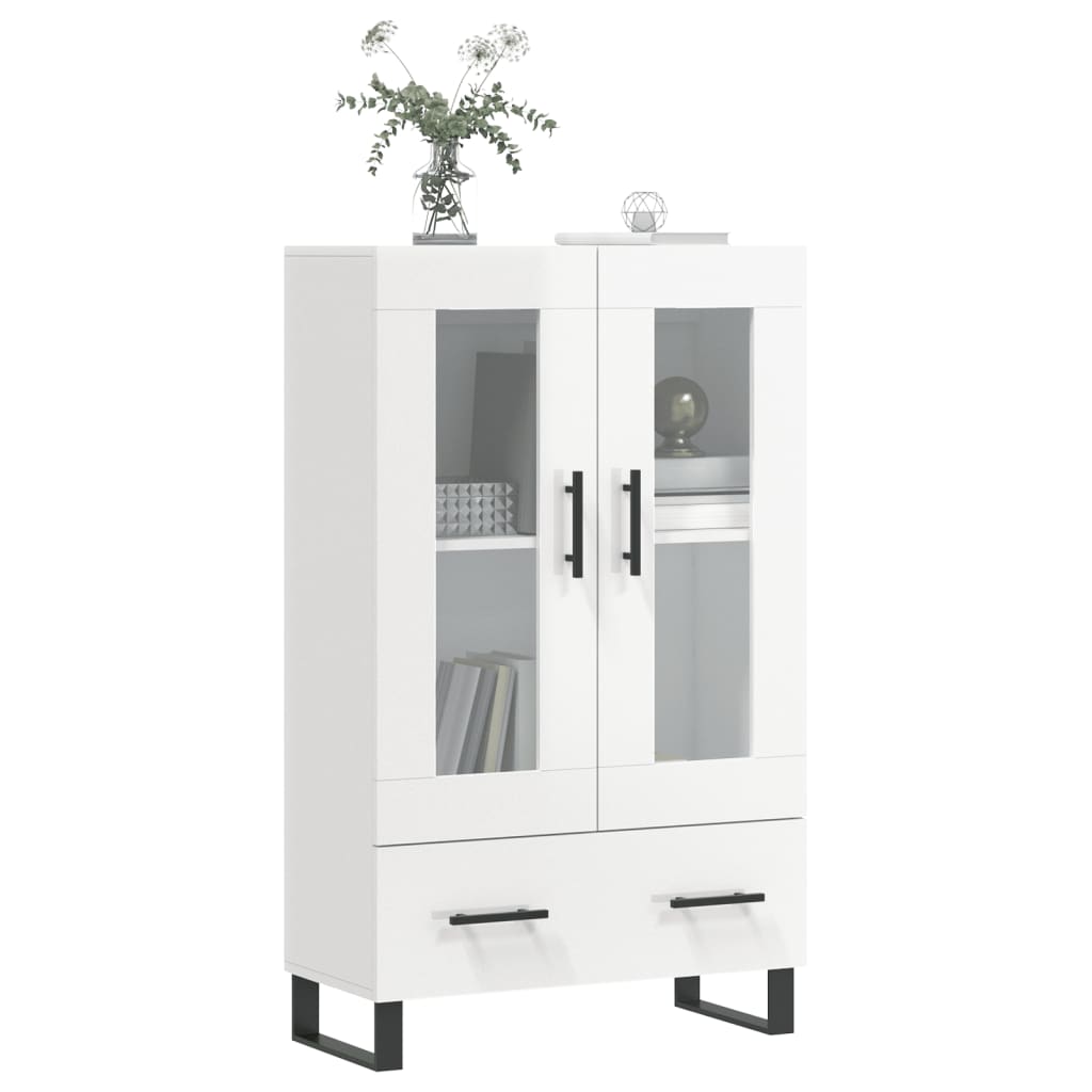 Buffet haut blanc brillant 69,5x31x115 cm bois d'ingénierie - XIOS