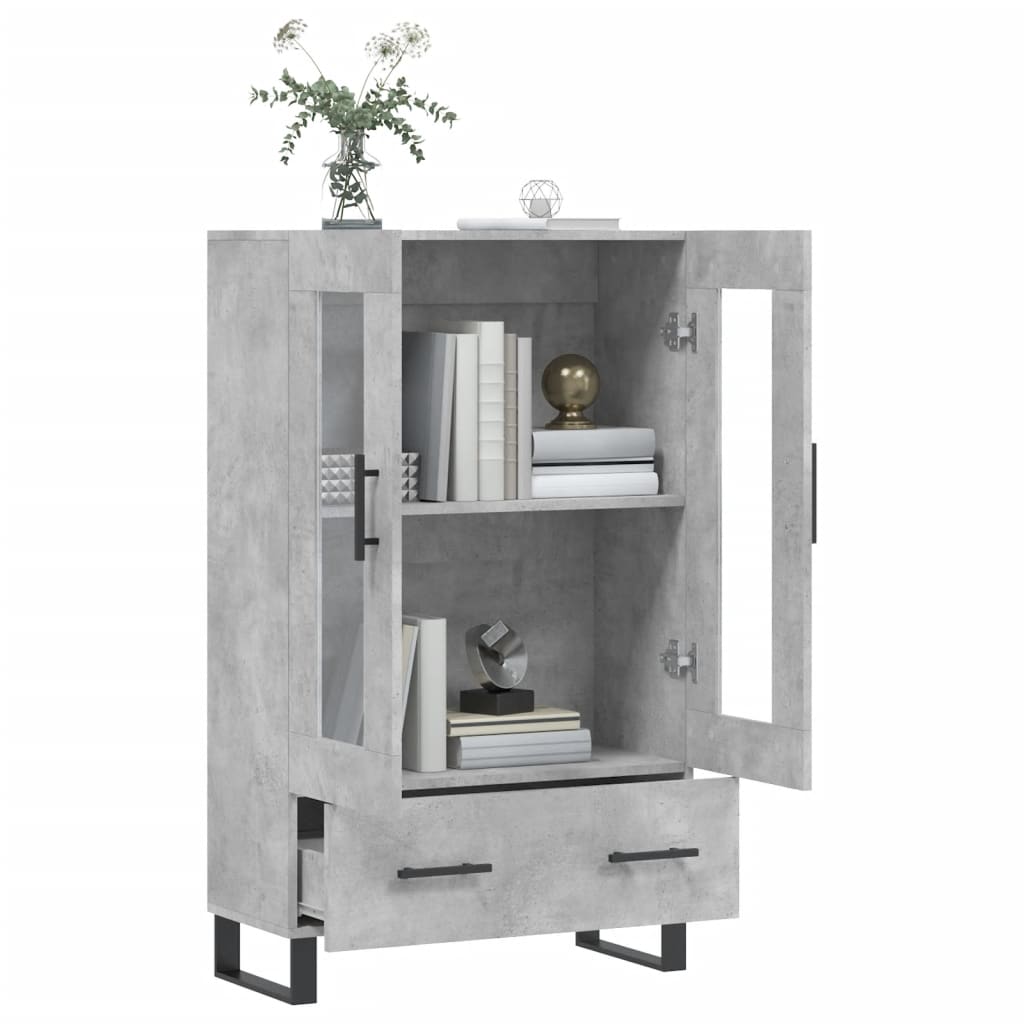 Buffet haut gris béton 69,5x31x115 cm bois d'ingénierie - XIOS