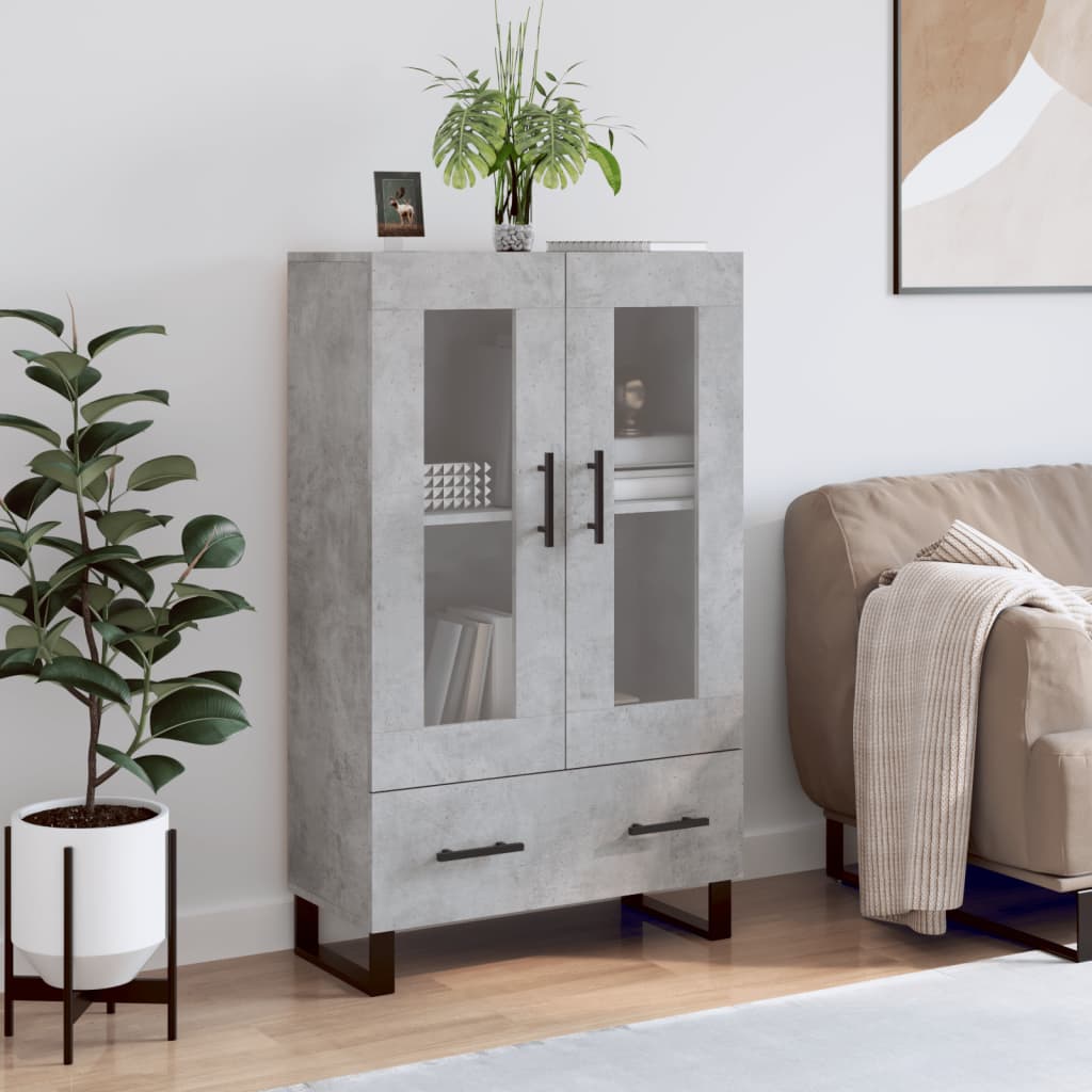 Buffet haut gris béton 69,5x31x115 cm bois d'ingénierie - XIOS