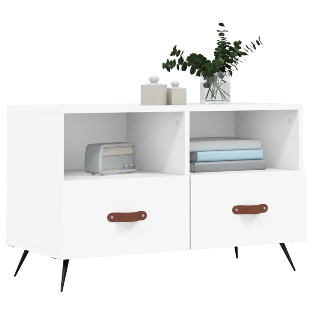 Meuble TV Blanc 80x36x50 cm Bois d'ingénierie - XIOS