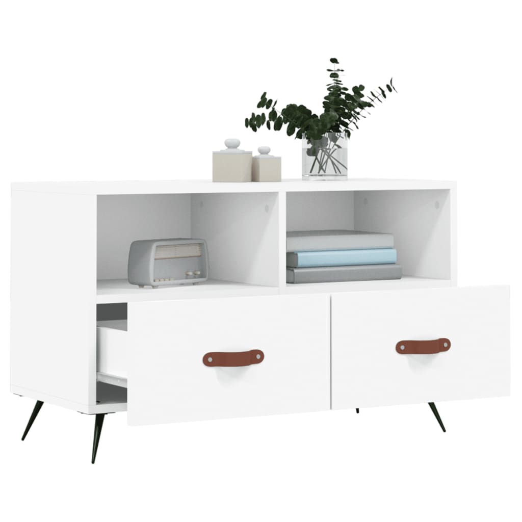 Meuble TV Blanc 80x36x50 cm Bois d'ingénierie - XIOS