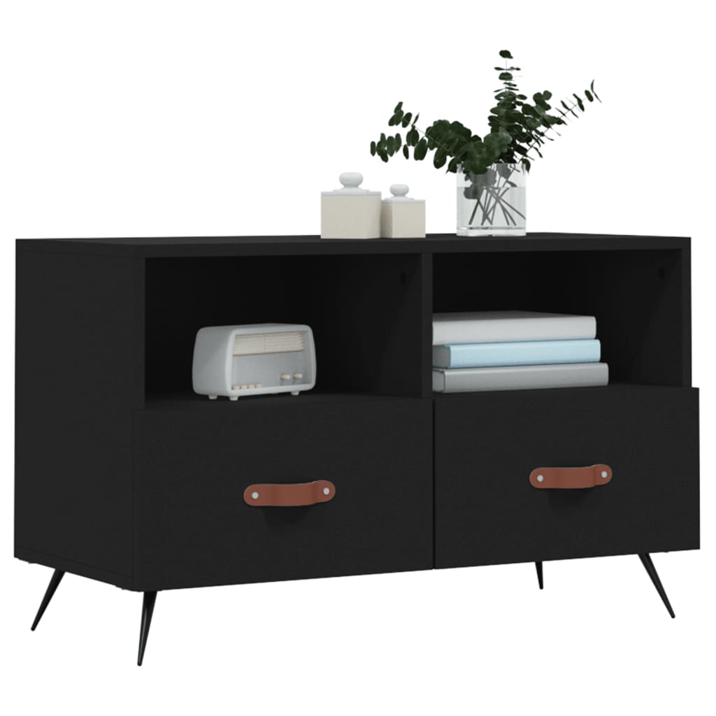 Meuble TV Noir 80x36x50 cm Bois d'ingénierie Meubles TV vidaXL   