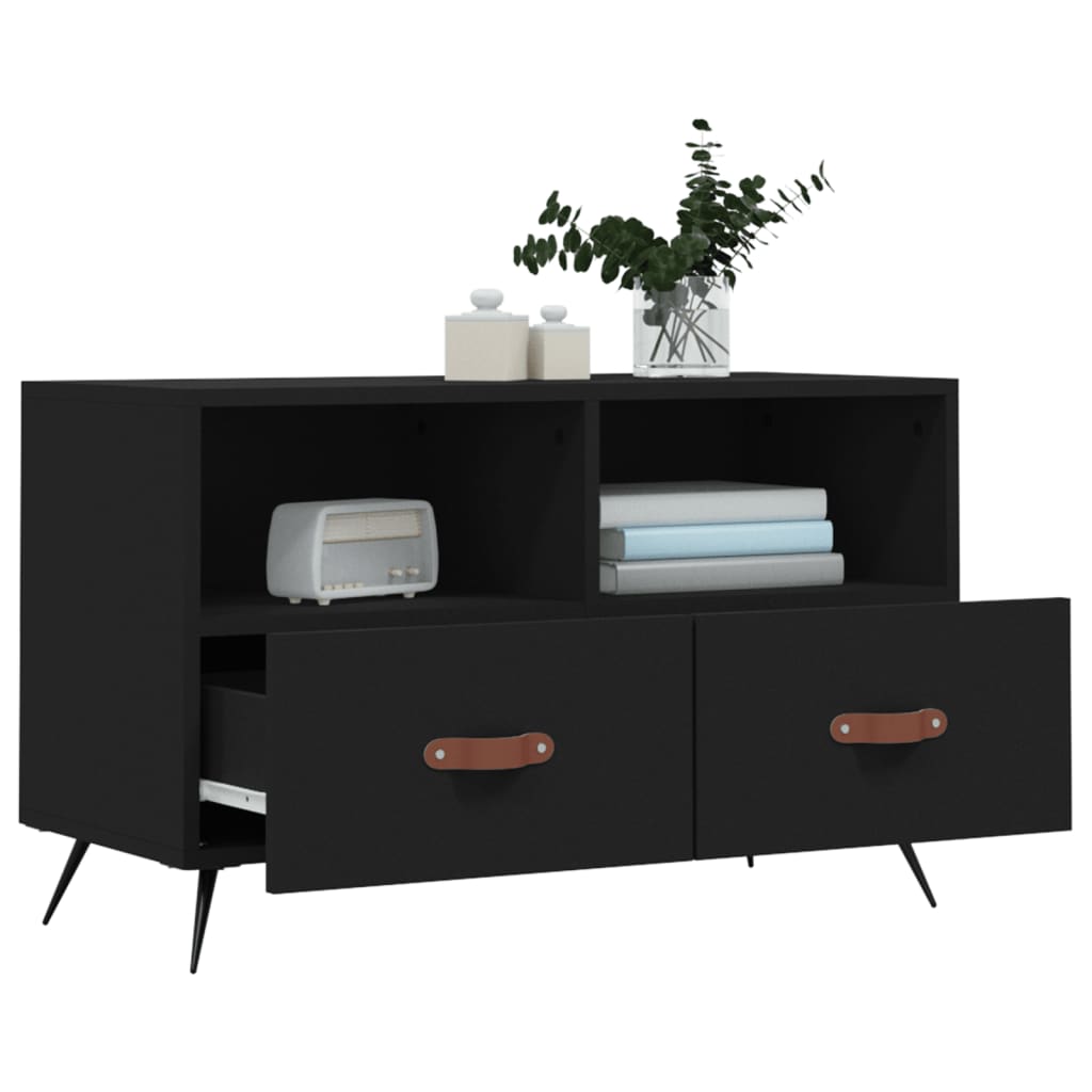 Meuble TV Noir 80x36x50 cm Bois d'ingénierie Meubles TV vidaXL   