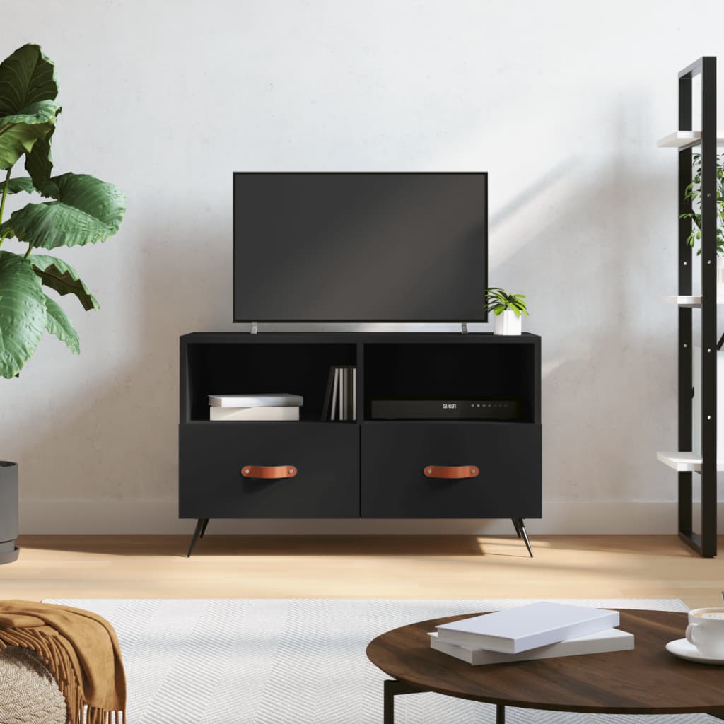 Meuble TV Noir 80x36x50 cm Bois d'ingénierie Meubles TV vidaXL   