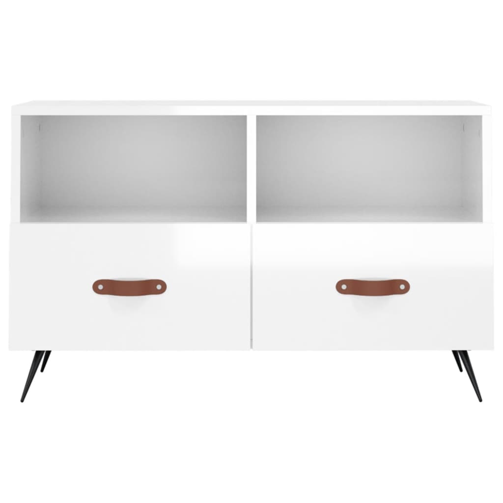 Meuble TV Blanc brillant 80x36x50 cm Bois d'ingénierie - XIOS