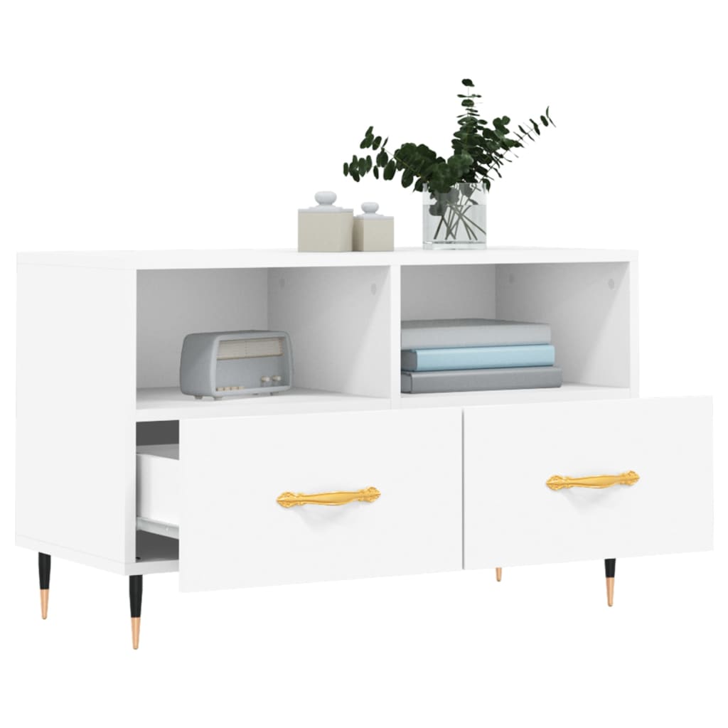Meuble TV Blanc 80x36x50 cm Bois d'ingénierie - XIOS