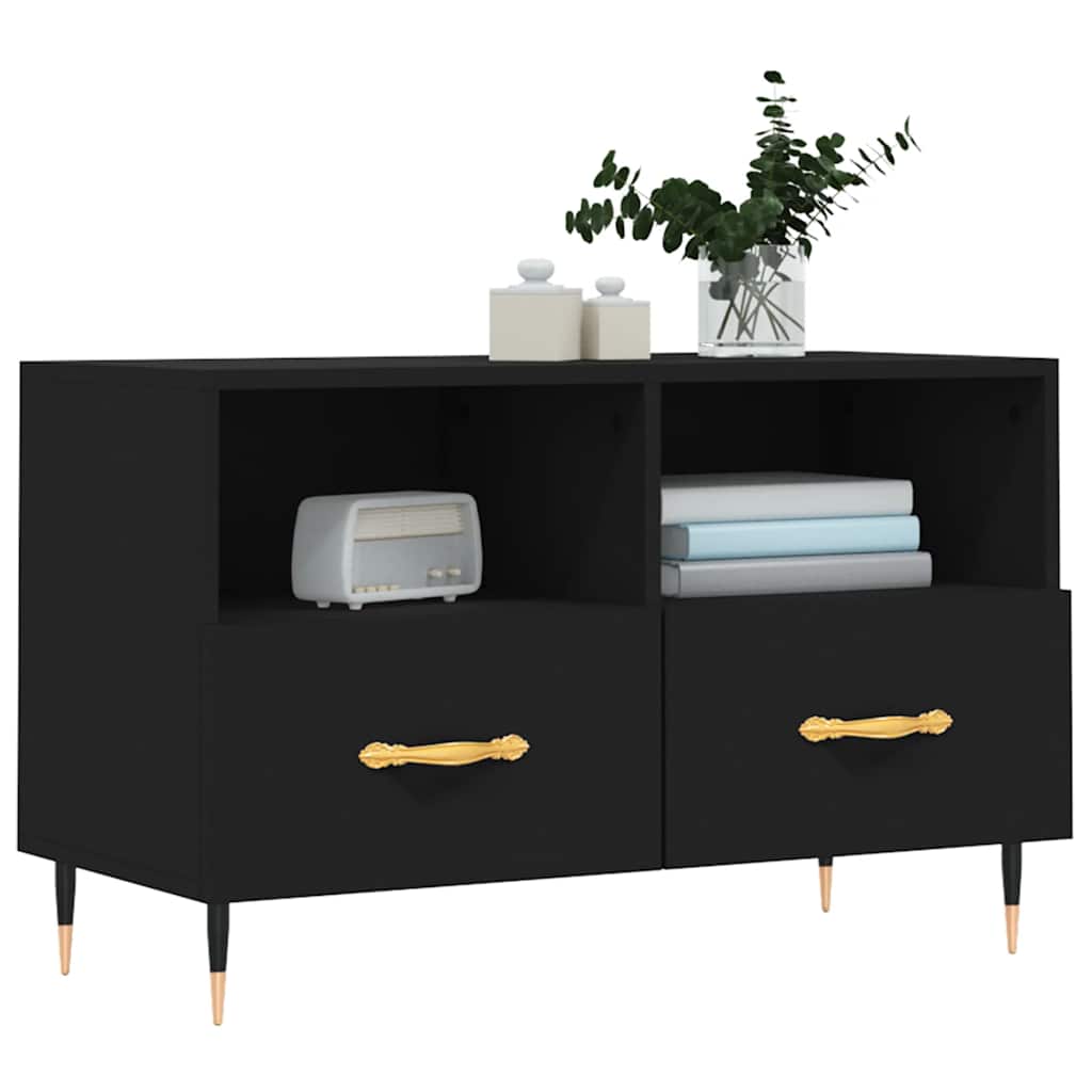 Meuble TV Noir 80x36x50 cm Bois d'ingénierie - XIOS
