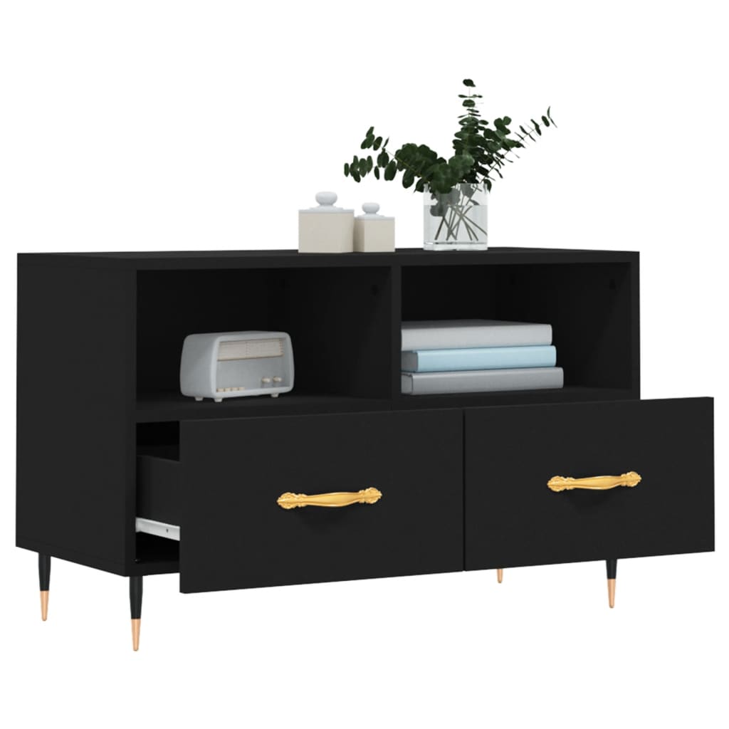Meuble TV Noir 80x36x50 cm Bois d'ingénierie - XIOS