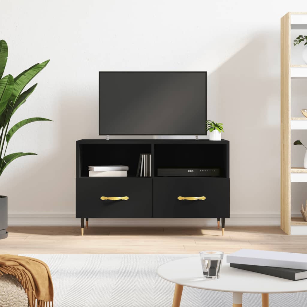 Meuble TV Noir 80x36x50 cm Bois d'ingénierie - XIOS