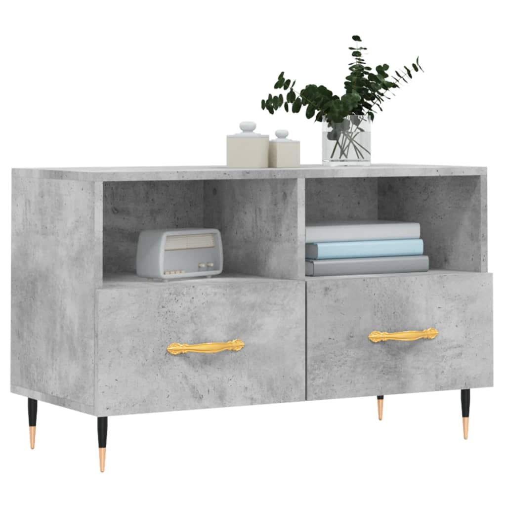 Meuble TV Gris béton 80x36x50 cm Bois d'ingénierie - XIOS