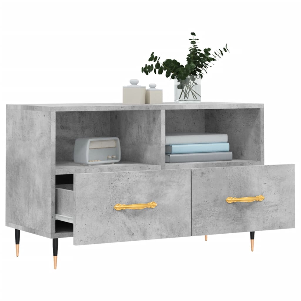 Meuble TV Gris béton 80x36x50 cm Bois d'ingénierie - XIOS