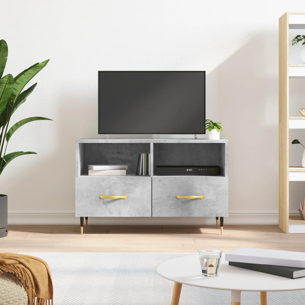 Meuble TV Gris béton 80x36x50 cm Bois d'ingénierie - XIOS