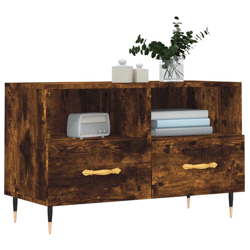 Meuble TV Chêne fumé 80x36x50 cm Bois d'ingénierie - XIOS