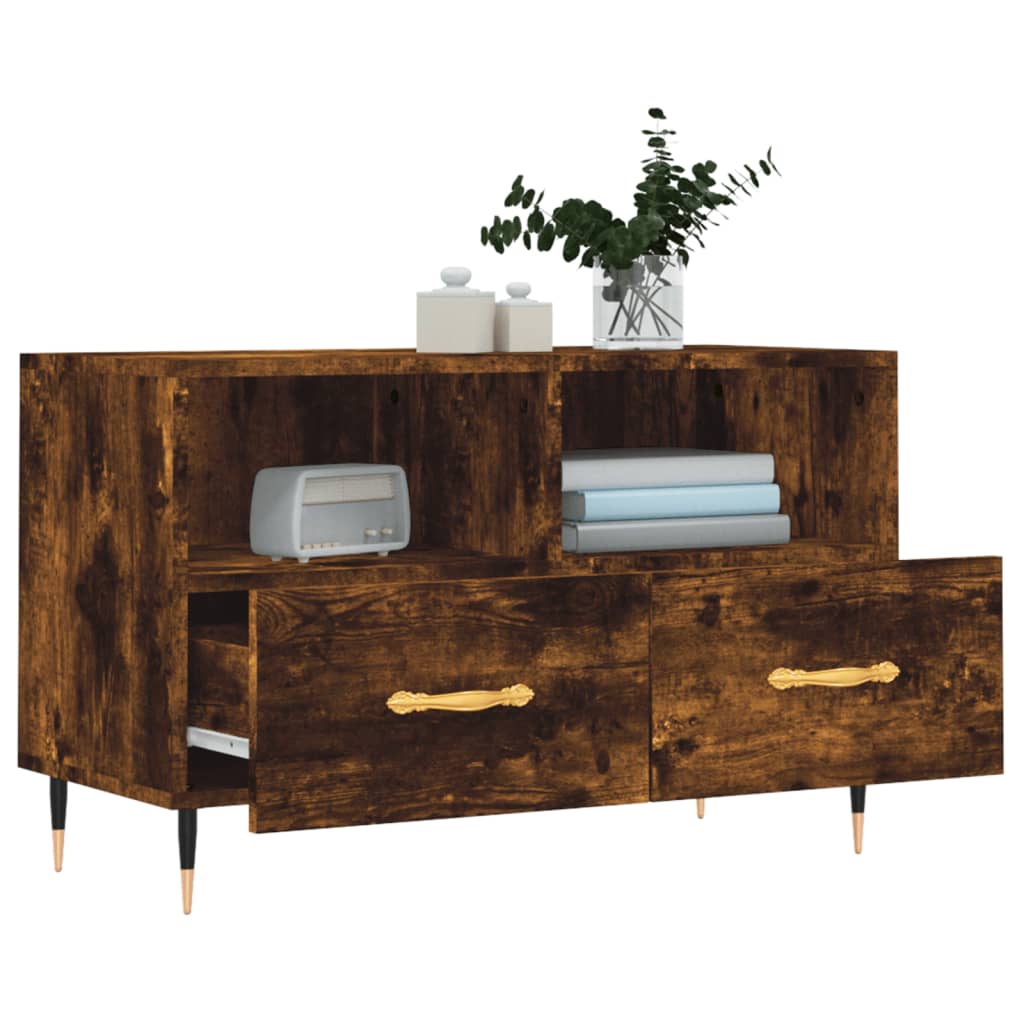 Meuble TV Chêne fumé 80x36x50 cm Bois d'ingénierie - XIOS