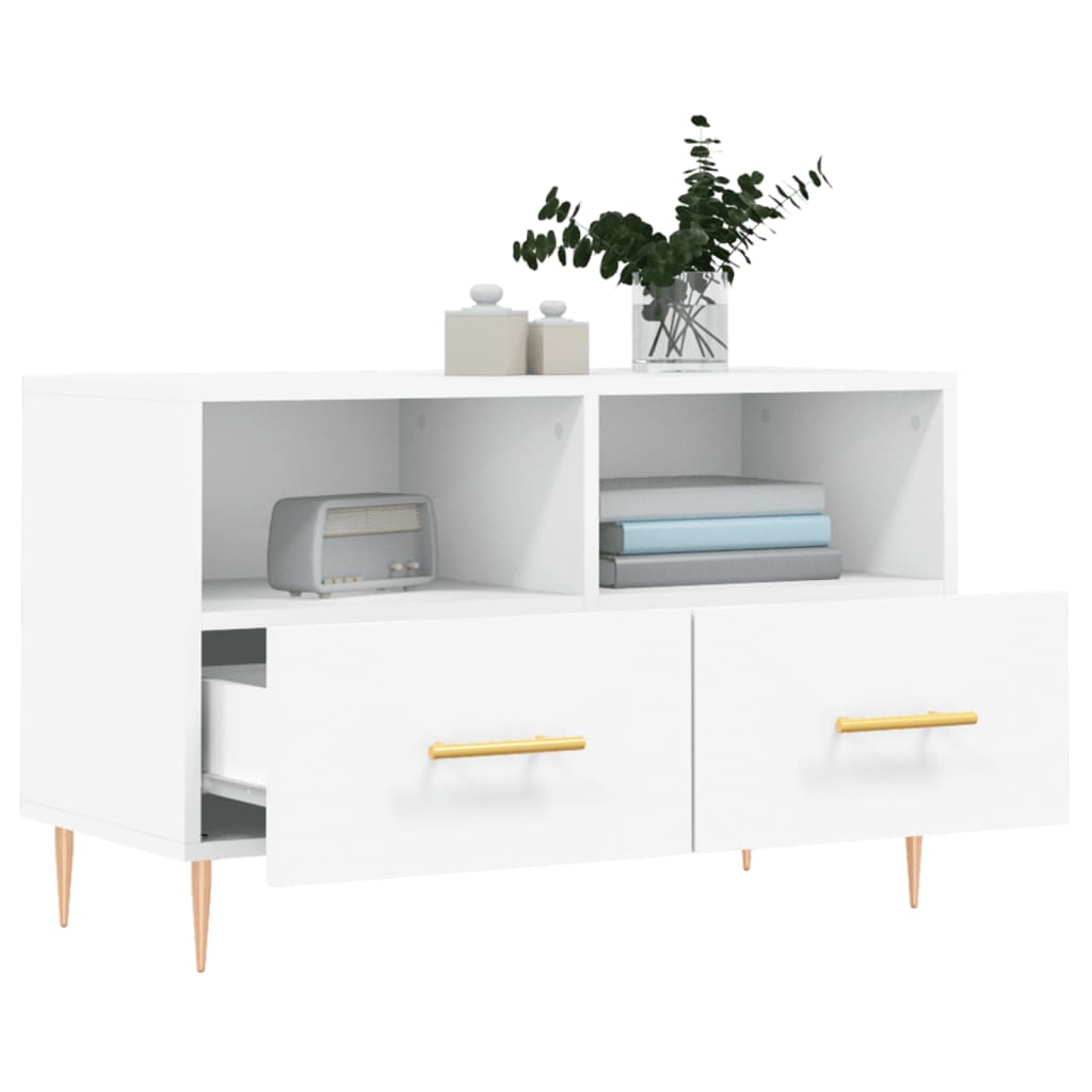 Meuble TV Blanc 80x36x50 cm Bois d'ingénierie Meubles TV vidaXL   
